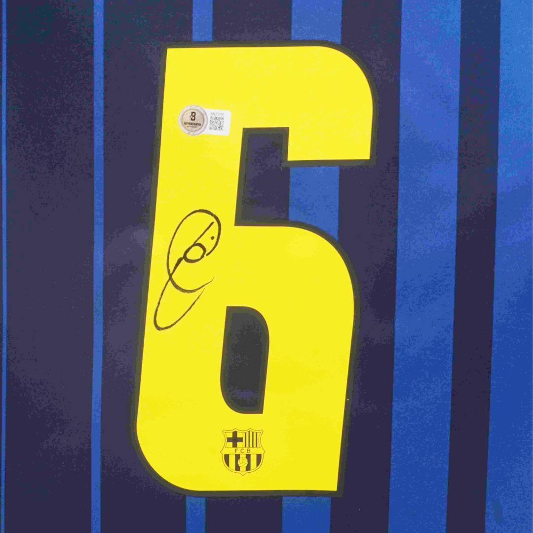 Xavi Hernandez Signed FC Barcelona Away Soccer Jersey #6 with Beckett COA